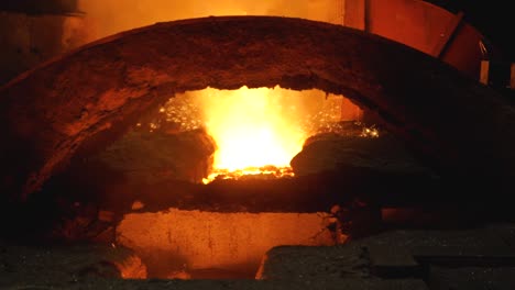 molten metal in industrial furnace