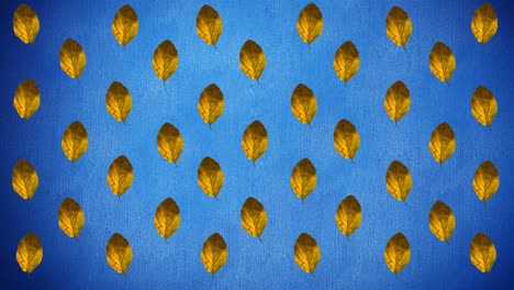 animación de filas de hojas amarillas de otoño sobre fondo azul