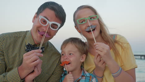 happy family with hipster accessories outdoor