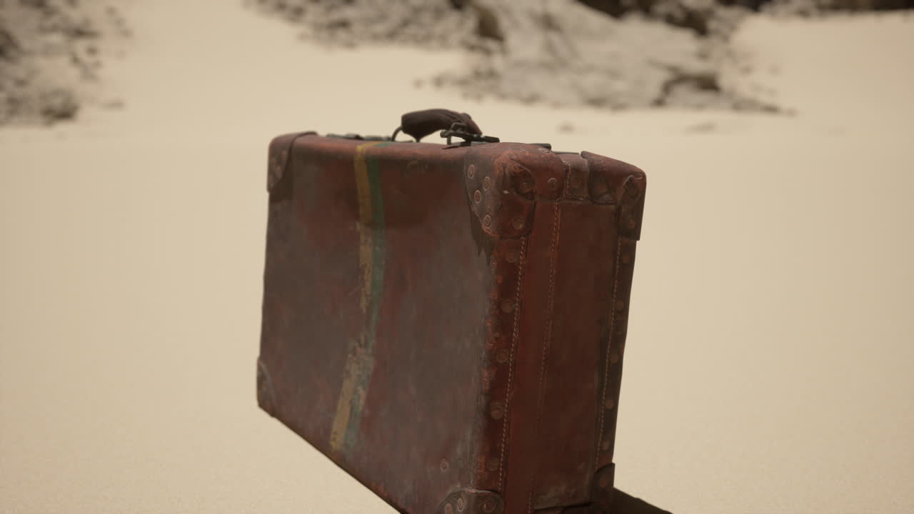 사막에 있는 빈티지 가방