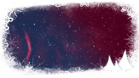 nieve cayendo sobre un fondo rojo a azul