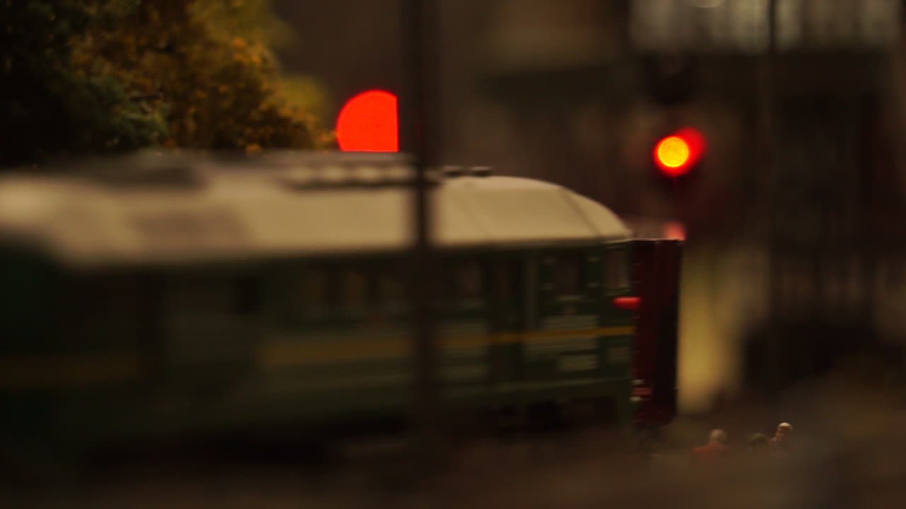 Model Train Diorama with Red Signal