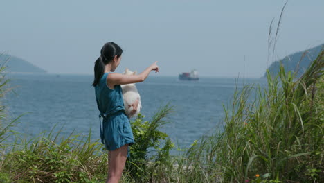 woman and her dog outdoors