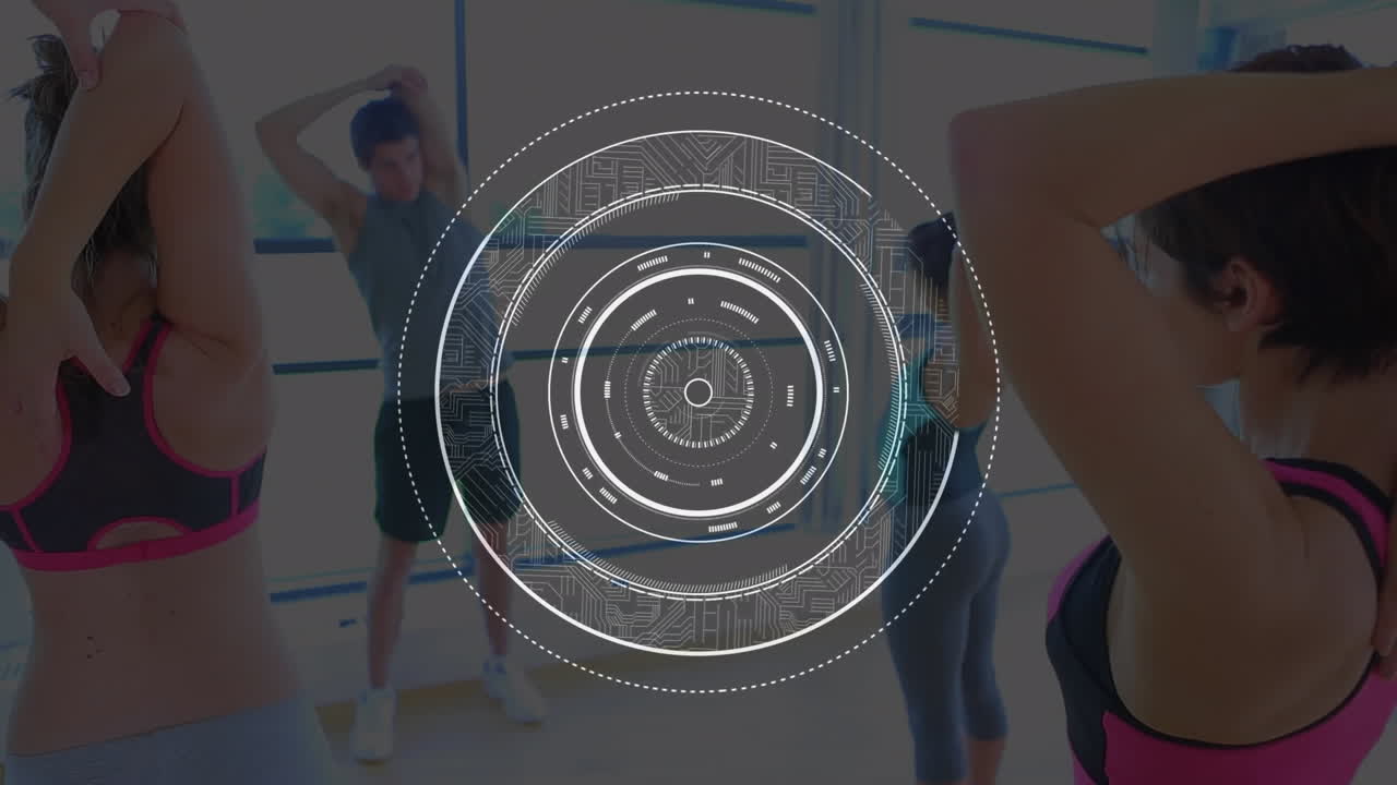 animación de la exploración del alcance sobre las personas que hacen ejercicio