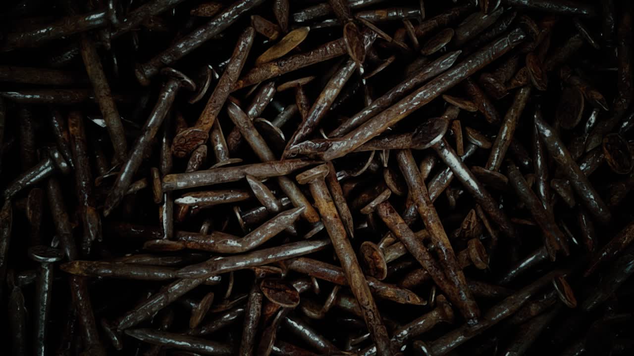 Rusty or Old Nails Rotation in the Dark