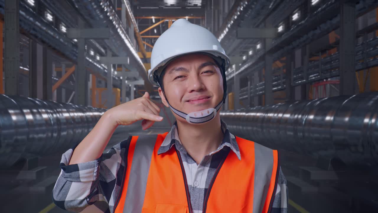 Smiling Engineer in Factory