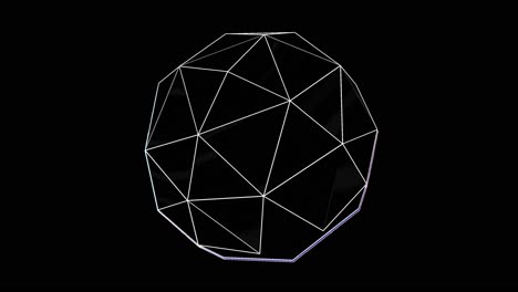 a 3d lowpoly sphere model wireframe, rotating slowly and glitching