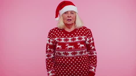 confused mature grandmother woman feeling embarrassed about ambiguous question having doubts no idea