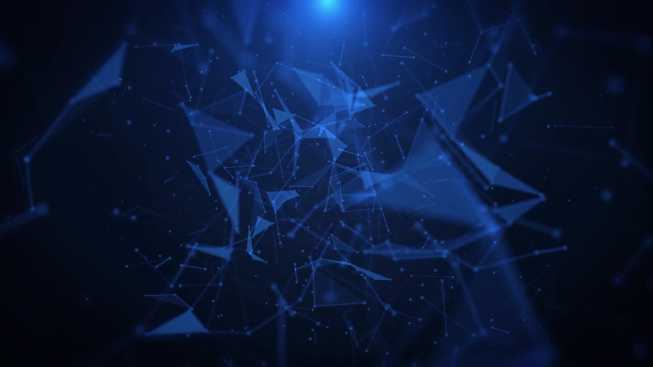 Technology Scientific Digital Visualization Data Communication Network. Blue Plexus Polygonal Element Connection Structure Dynamic Moving Pattern Seamless Loop 4K Motion Background.