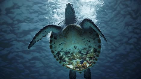 sea turtle emerging from water