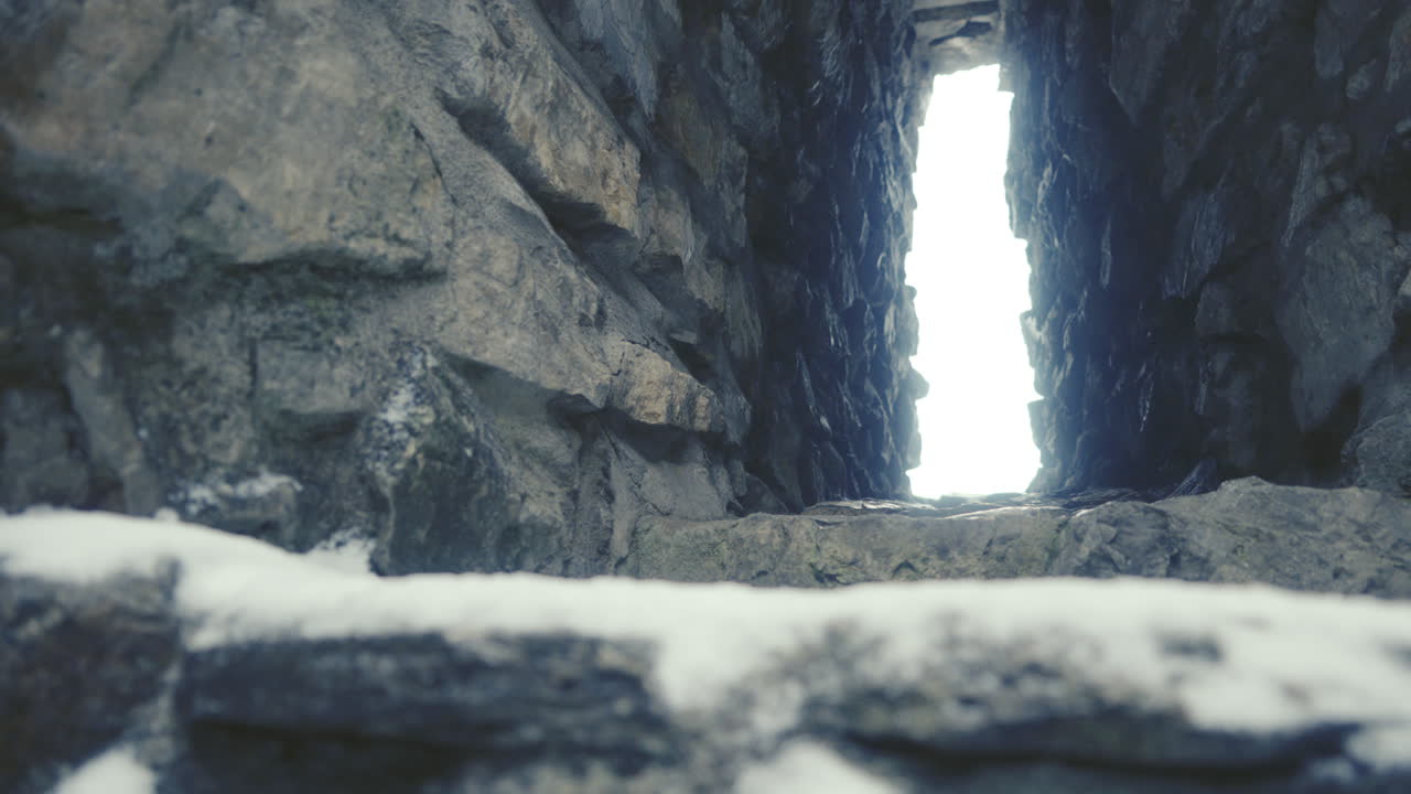 Old castle loophole from inside a ruined castel