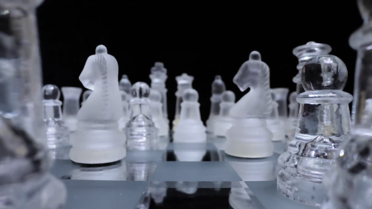 체스 사이에 카메라의 비행. 슈퍼 매크로 클로즈업.
