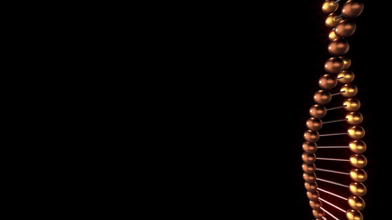 srls de moléculas de adn en fondo negro bucle de renderización 3d 4k con máscara de canal alfa, bucle sin costuras