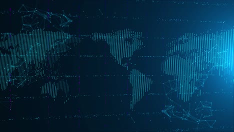 abstract digital world map connection lines dots blue cybersecurity news studio with world map