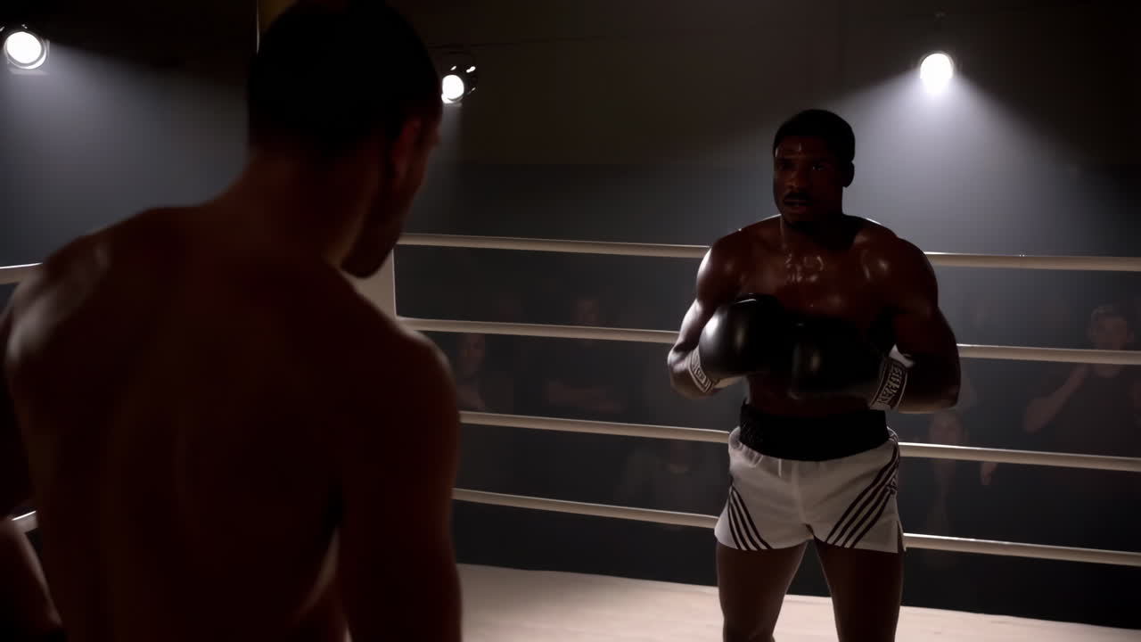 Boxers Competing in a Ring During a Match