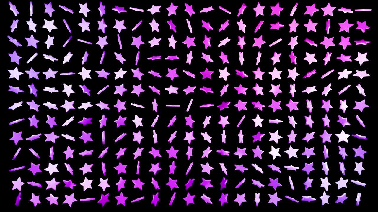 abstractas bombillas de fondo festivas con forma de estrella en el plano. estrellas multicolores giran. vj bucle como increíble hermoso bg en 4k. animación de movimiento suave, renderización 3d. gradiente azul rojo