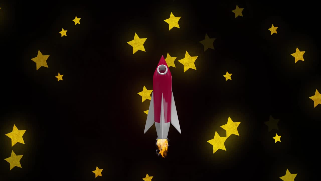 Rocket icon against black background