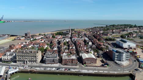 port of felixstowe from above showing cranes, ships, and global logistics