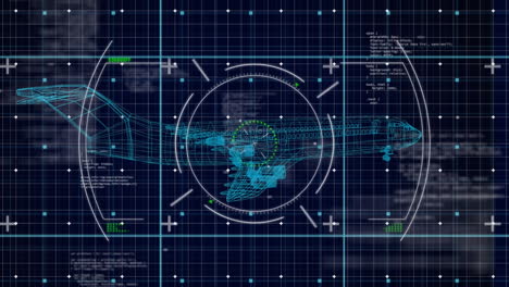 animación del procesamiento de datos financieros y plano sobre fondo azul