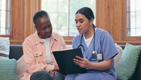 happy woman, doctor and consultation in elderly