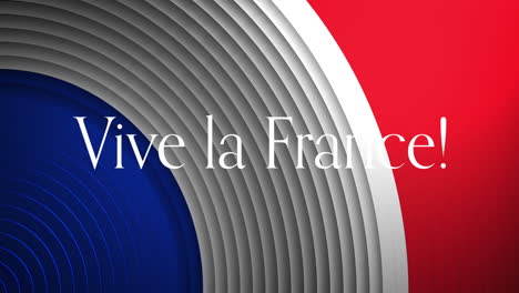 animação de vive la france texto e círculos com bandeira francesa