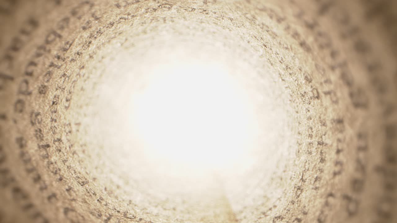 텍스트의 곡선 페이지를 통과하는 고유한 매크로 슬라이딩 샷