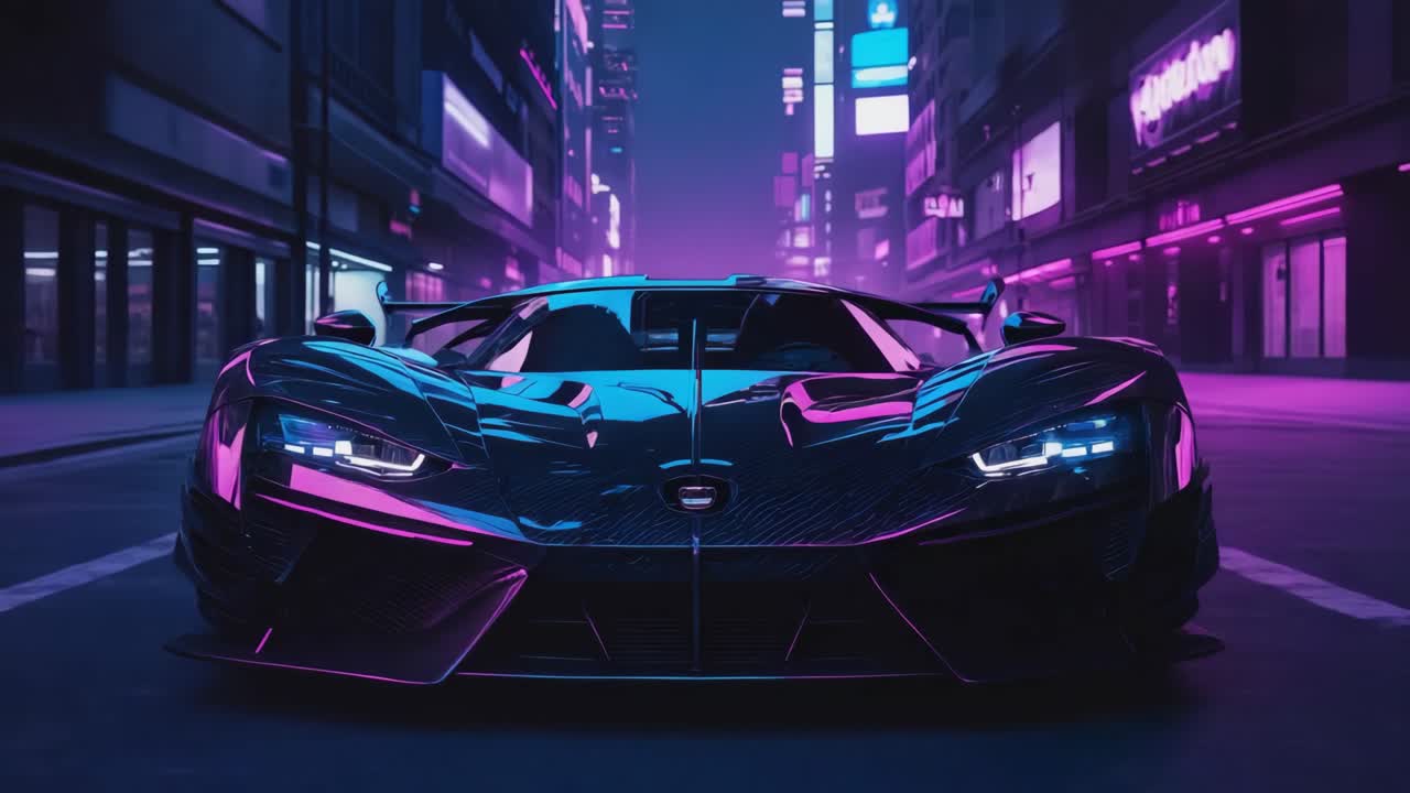 Cyberpunk Supercar on a Neon Street