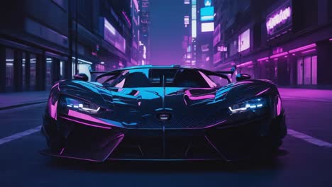 cyberpunk supercar on a neon street