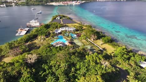 aerial view of a luxury tropical island resort
