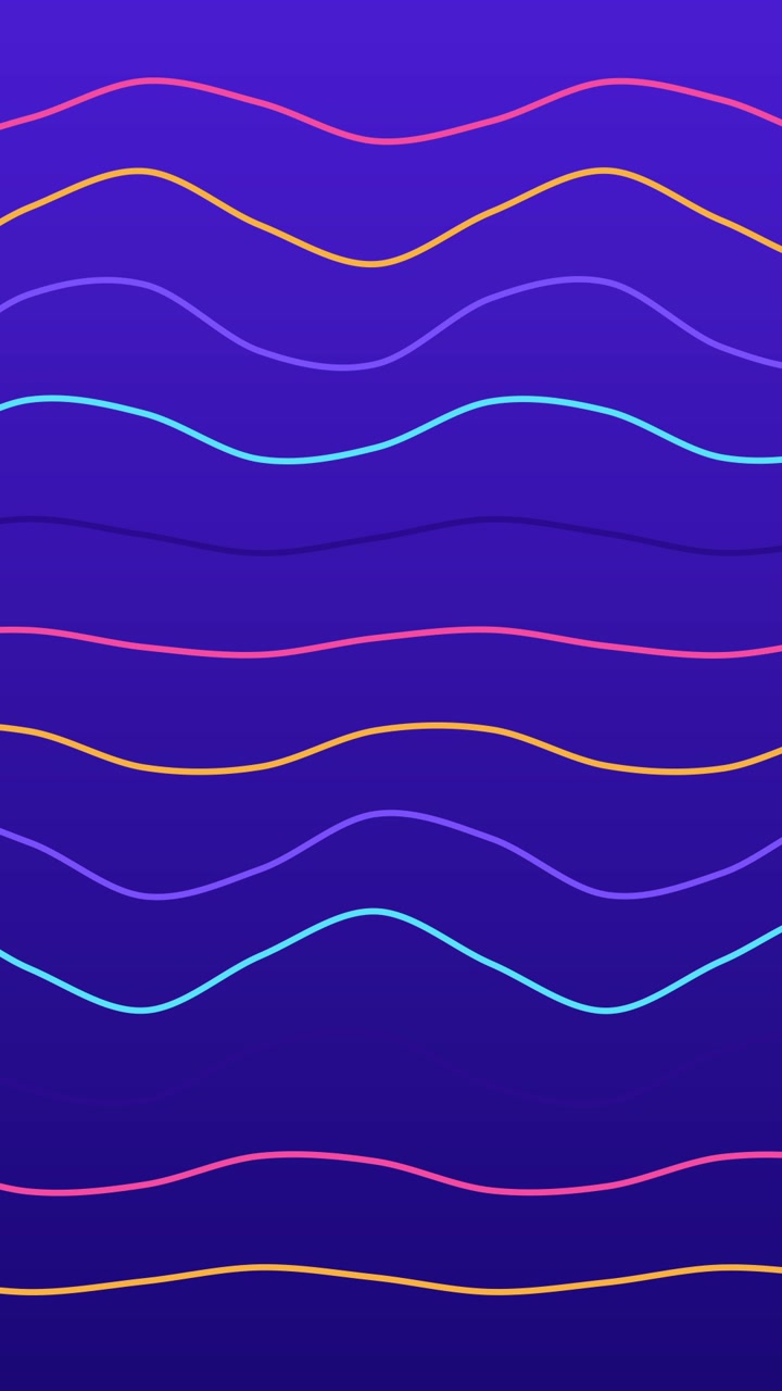Abstract Animation of Colorful Wavy Lines on Purple Background