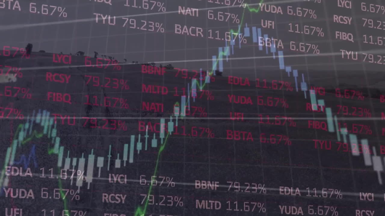 Animation af behandling af finansielle data over bybillede