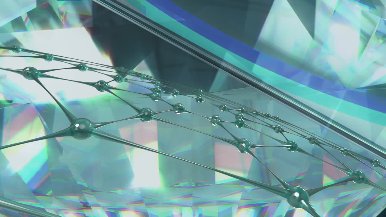 크리스탈 위에 움직이는 반점이 있는 회색 웹의 애니메이션