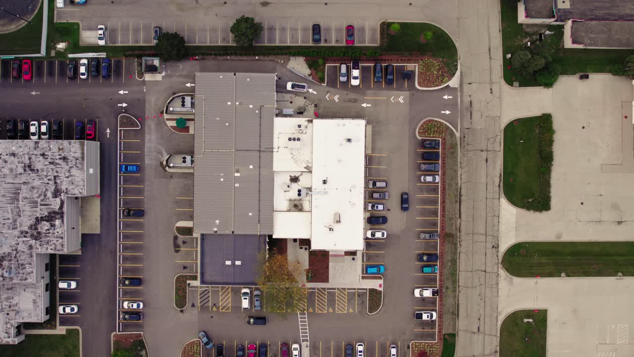 top down aerial dispensary store in America where you can buy weed, cannabis based products