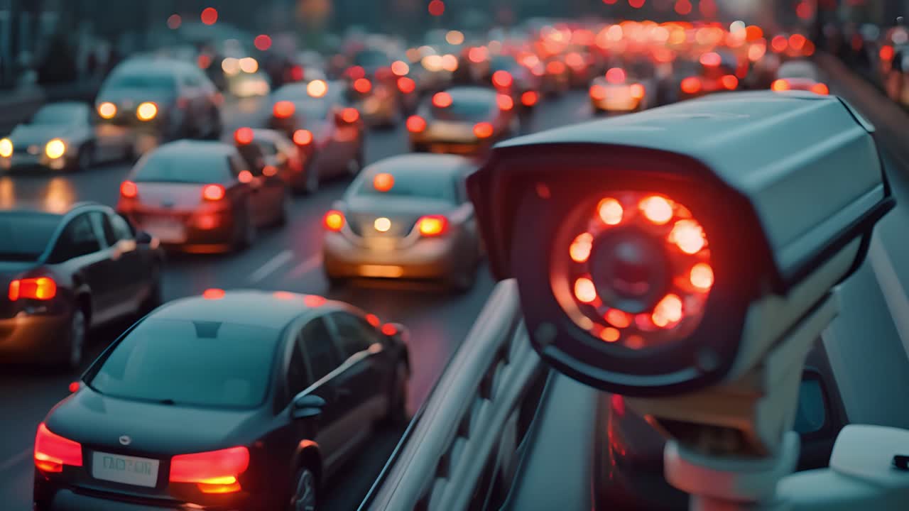 CCTV Camera Monitoring Night Traffic