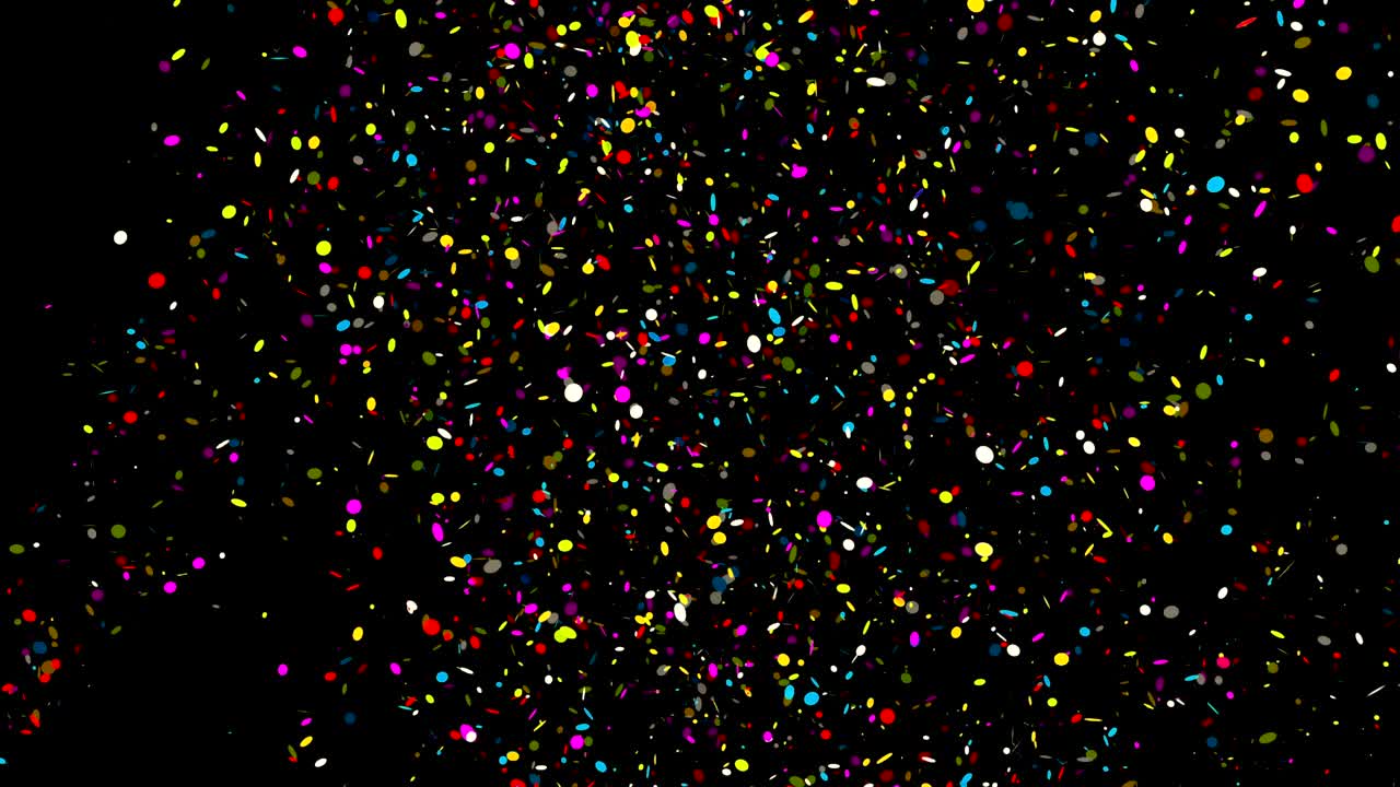 confeti colorido sobre un fondo negro