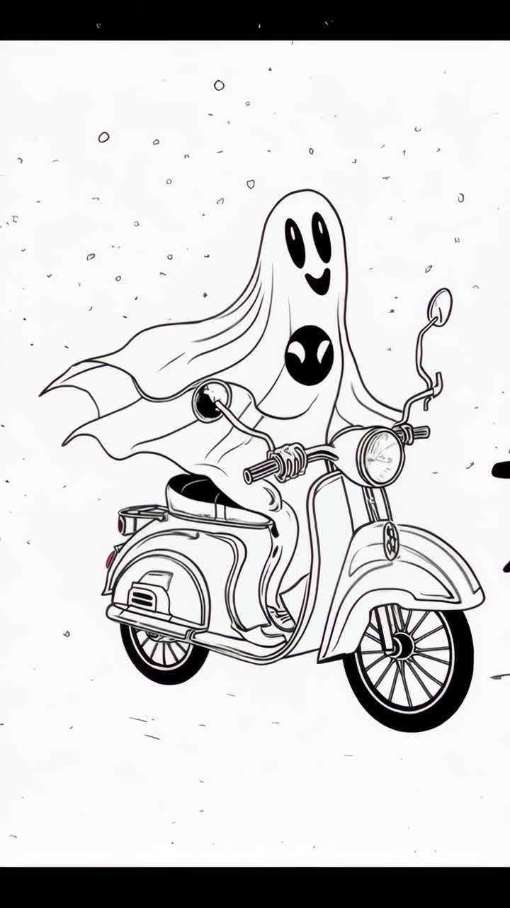 Cute Ghost Riding a Scooter