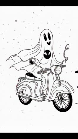 cute ghost riding a scooter