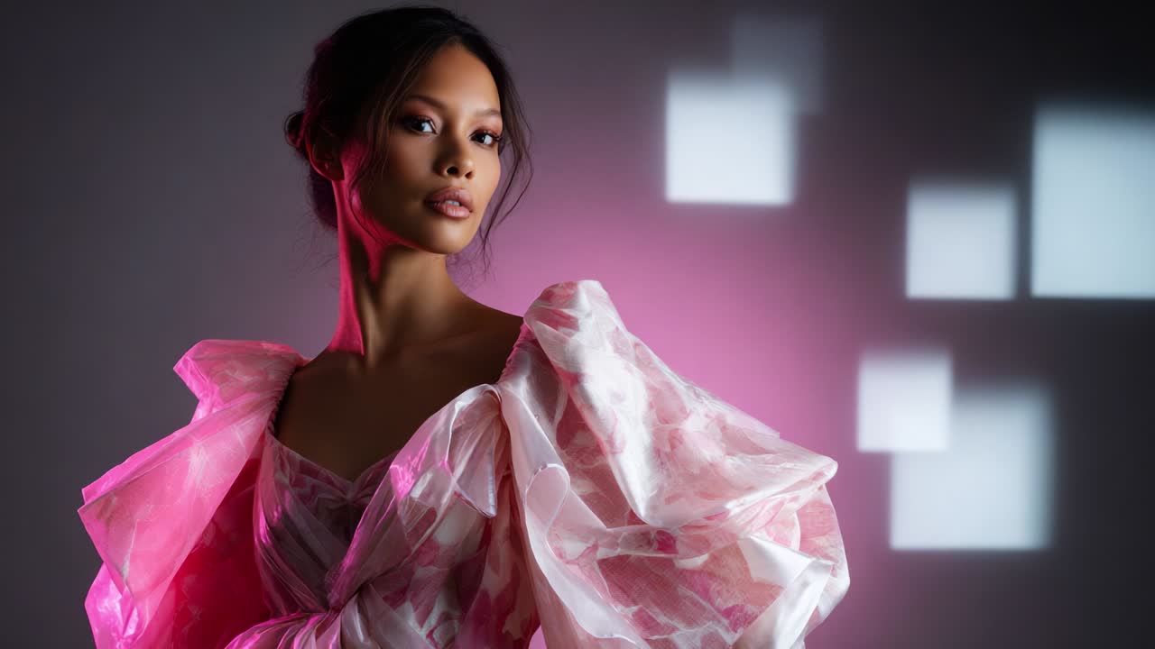 Elegant woman in a pink dress