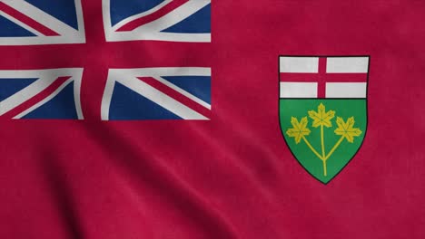 flag of ontario, city of canada, waving in wind