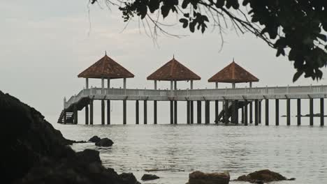 bayu balau pier at desaru malaysia on overcast day