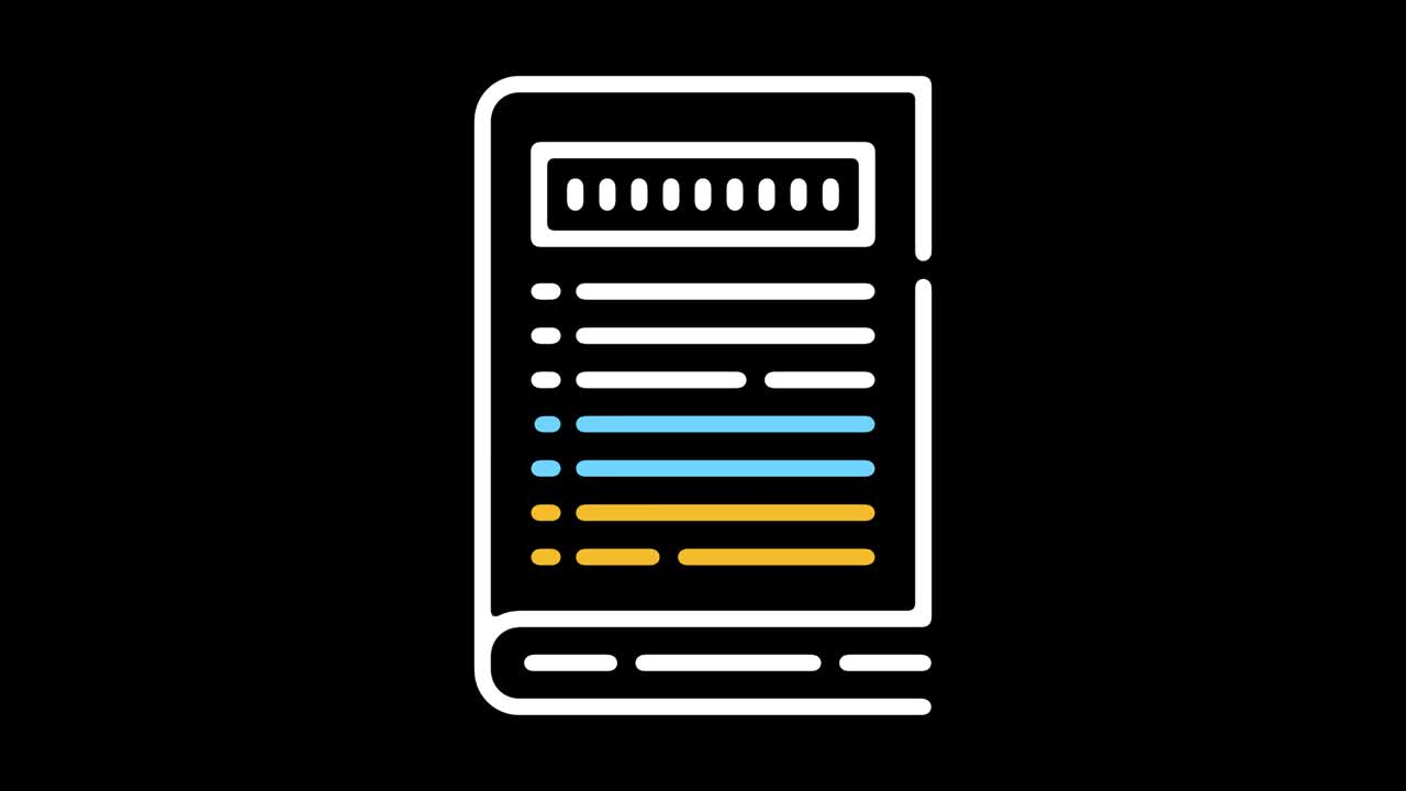 Instruction Handbook Line Icon Animation with Alpha