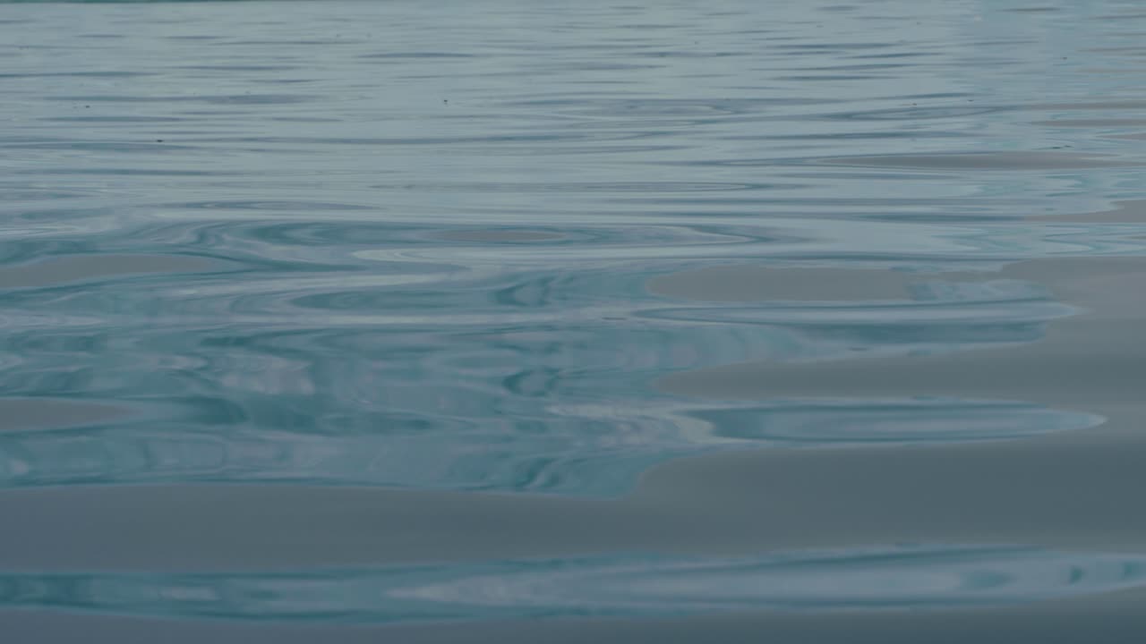 Primo piano della superficie calma e fredda dell'acqua dell'oceano polare con leggere increspature e sottili correnti vorticose vicino all'Antartide