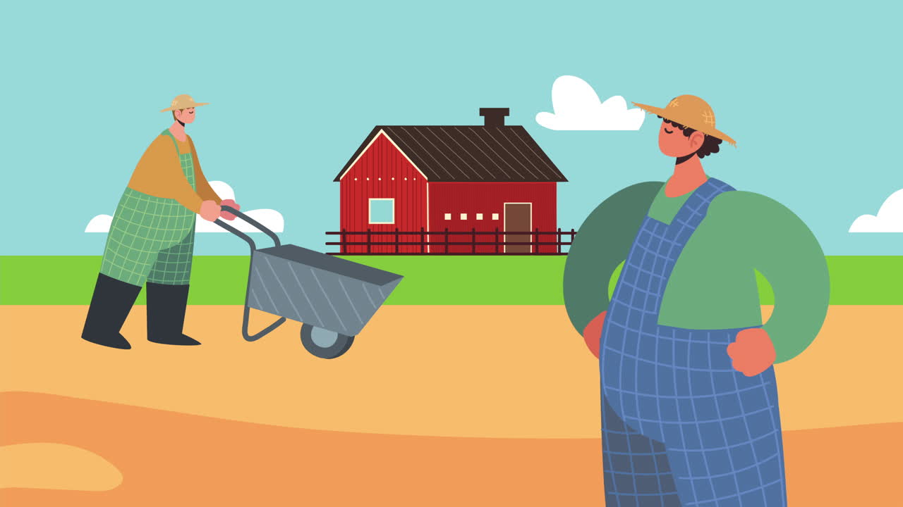 agricultores masculinos trabajadores agrícolas animación