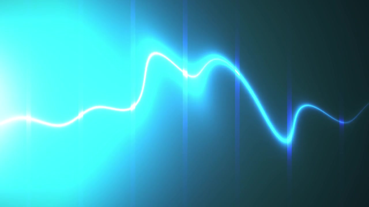 Dynamic Blue Glowing Waveform Pulsing with Light Flares