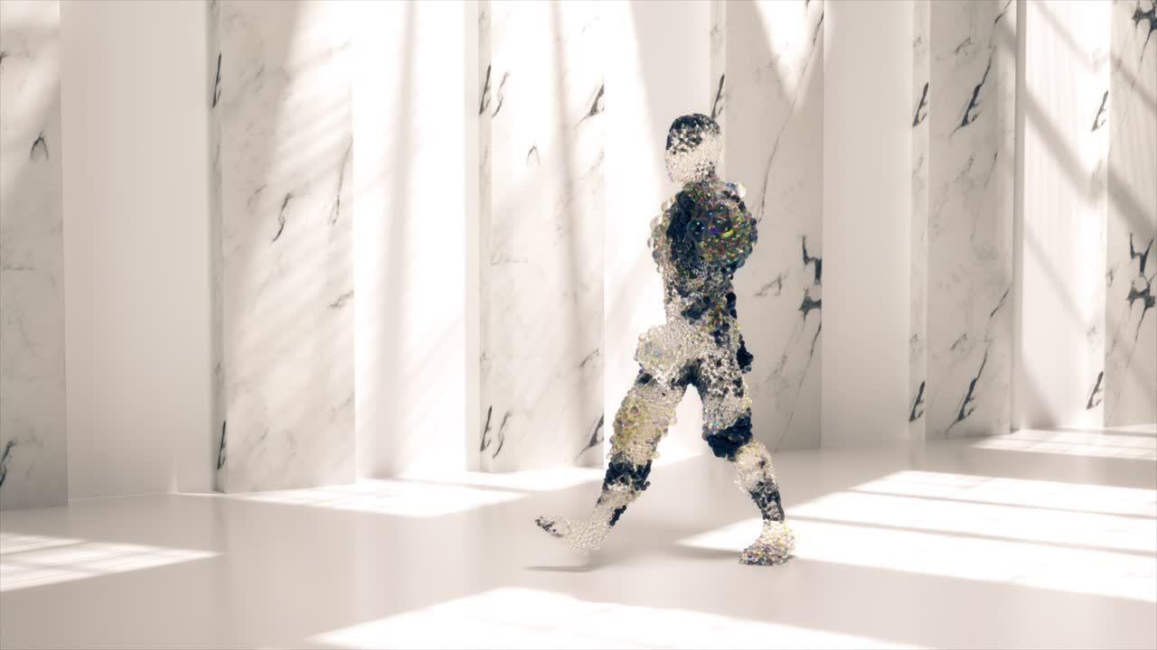 현대적 인 인테리어 에 있는 추상적 인 크리스탈 형상