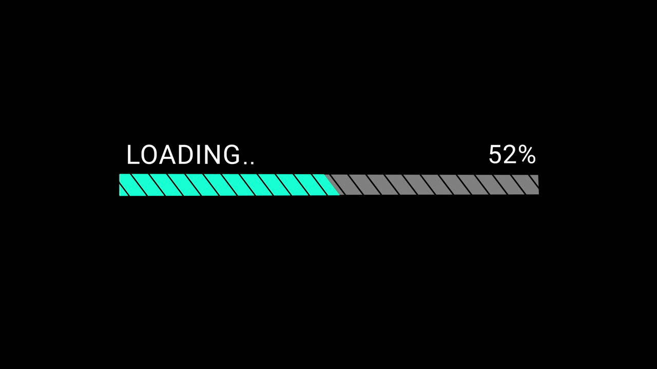 Digital Loading Progress Bar Animation on Black Background