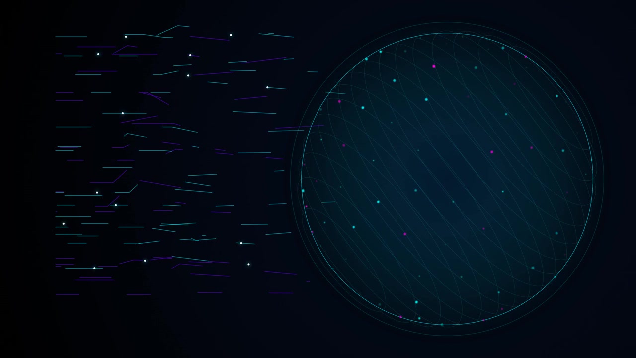 Digital Data Visualization with Rotating Globe and Abstract Lines