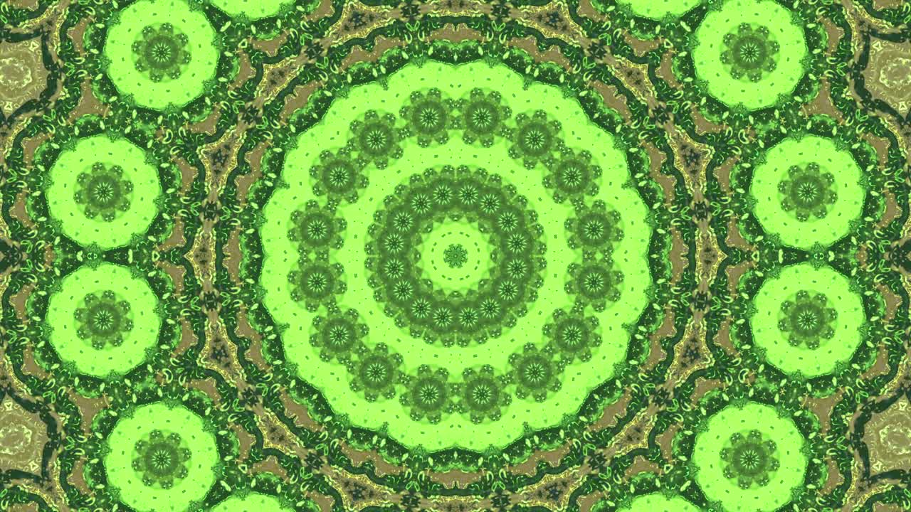 Sfondo decorativo astratto e ornato 3D in loop. Caleidoscopio ipnotico e di tendenza