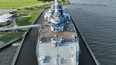 aerial view top view of the uss alabama