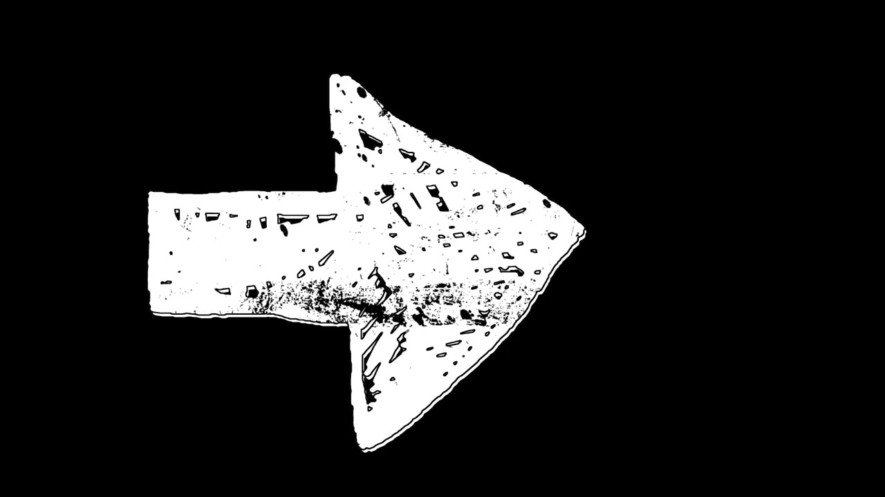 Grungy White Arrow Pointing Right with Flickering Texture